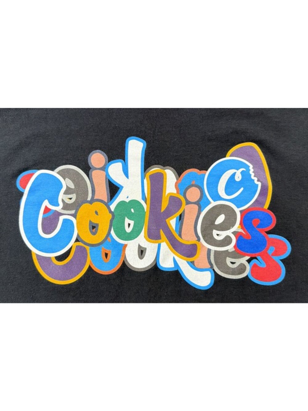 Men's 2X Black Cookies Graphic Logo Streetwear Cotton T-Shirt